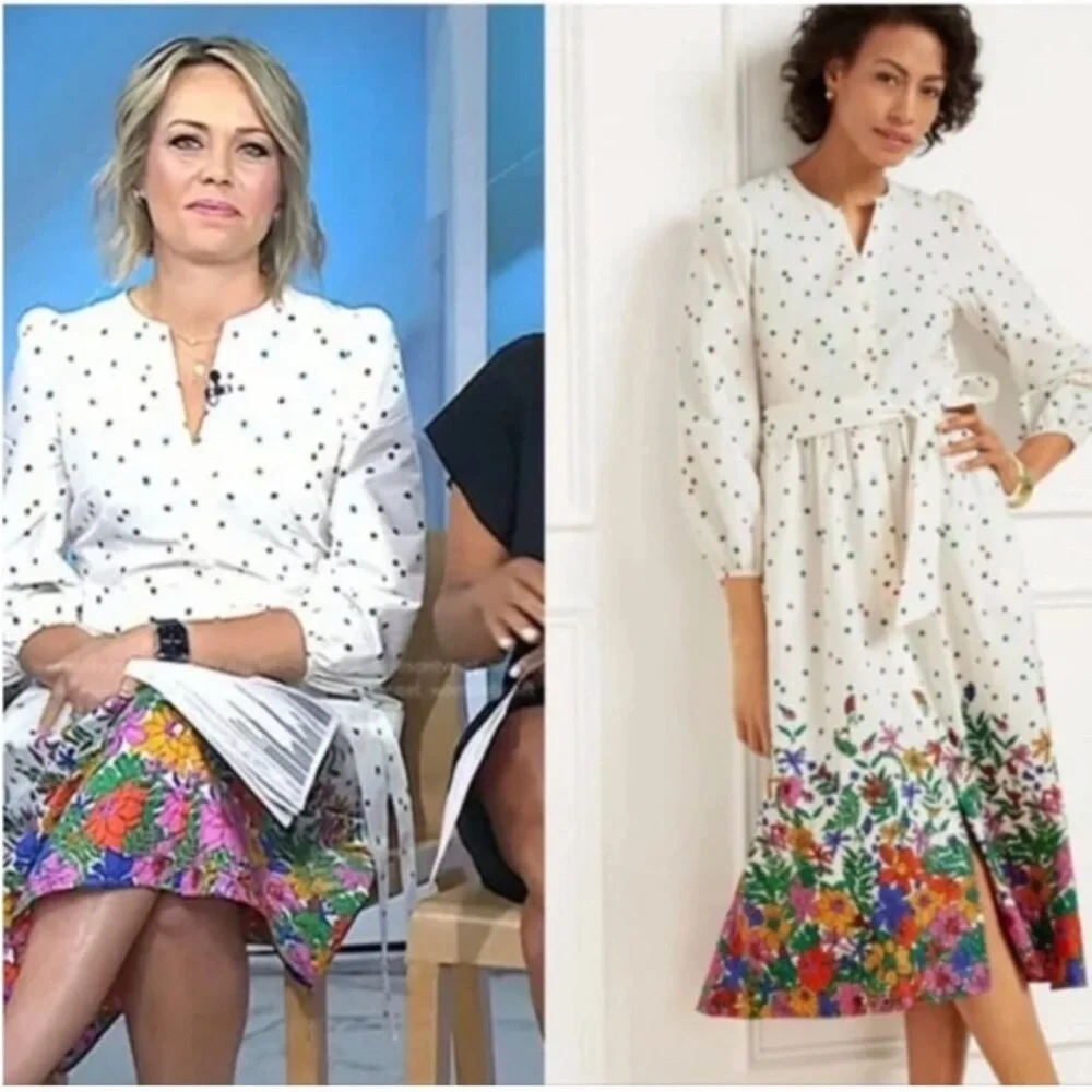 Talbots Cotton Poplin Midi Button Down Shirt Dress in Blissful Floral size 12 - Picture 13 of 14